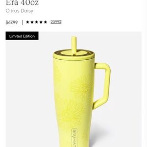 BrüMate 40oz Tumbler - Citrus Daisy Yellow
